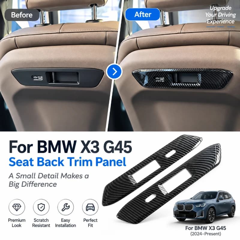 For BMW X3 G45 2025-2026 ABS Carbon Fiber Car Front Seat Back Cover Trim Interior Car Accessories