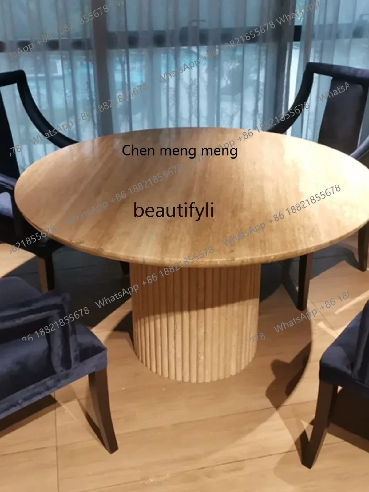 20031Yiliang Cave Stone round Table Natural Marble Dining-Table Designer Yilifeng RestaurantQ