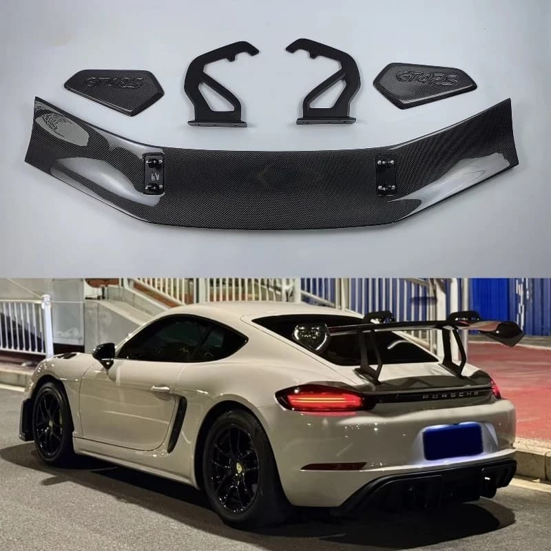 RS Style Carbon Fiber Rear Trunk Wing GT-4 Tail Spoiler Body Kit for Cayman 718 981 982 987 Boxster