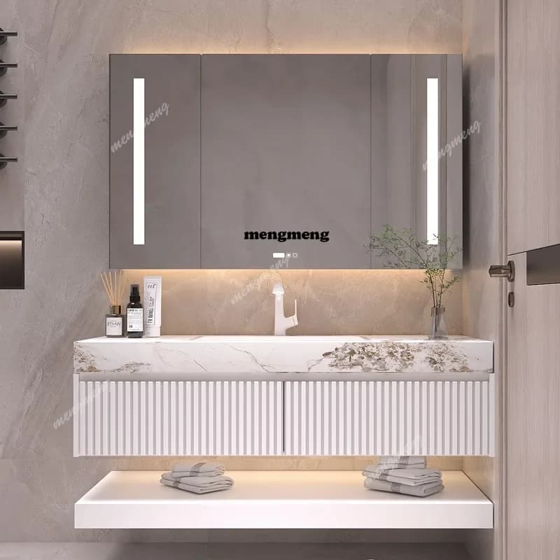 F182 Modern Organizer Bathroom Cabinet Waterproof Luxury Washroom Bathroom Cabinet Storage Mirror Armoir Salle De Bain Home Furn