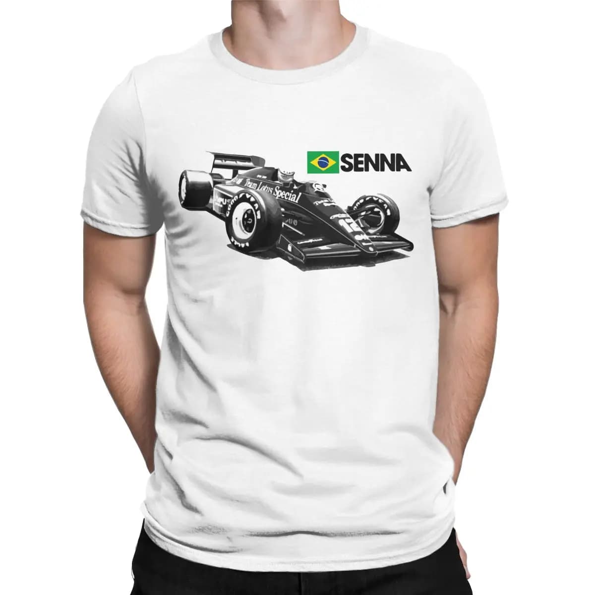 Brazilian Racer Ayrton Senna 97T  Car T-Shirts for Men Vintage Pure Cotton Tees Crew Neck Short Sleeve large size gift Tops