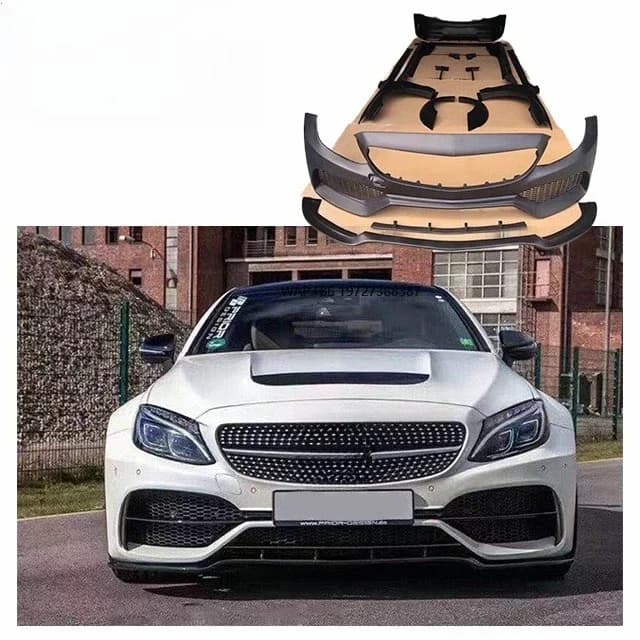 For W205 C Class Upgrade PD Wide Body Kit Front Bumper Rear Bumper Side Skirt Fender