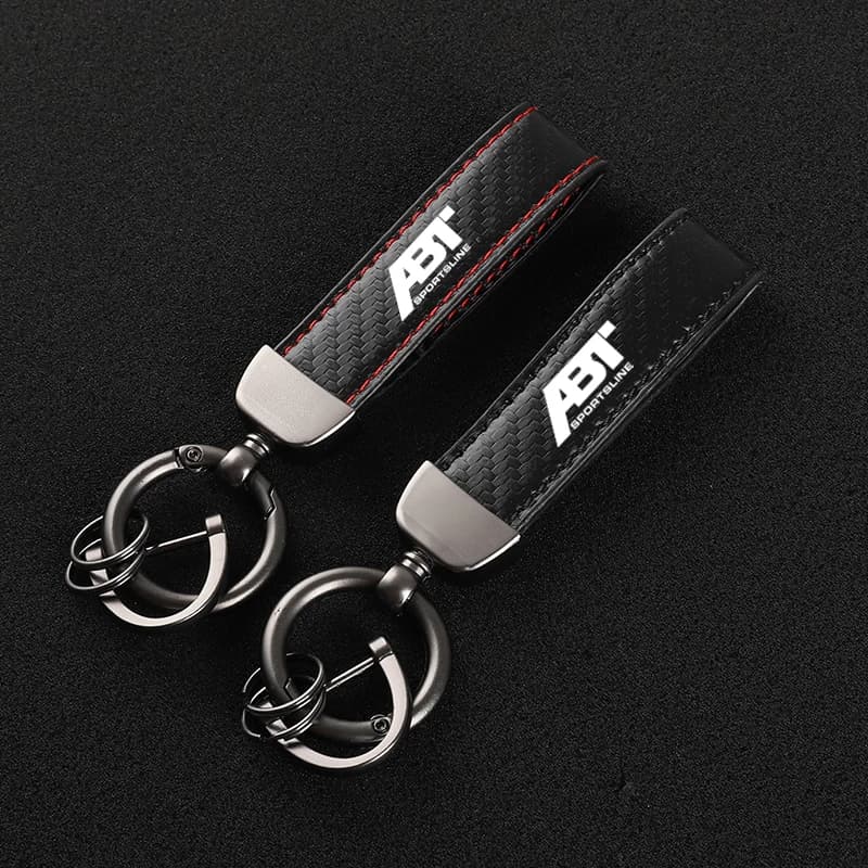Leather Carbon Fiber Car Rings Keychain Zinc Alloy Keyrings For ABT Audi RS3 RS4 RS5 RS6 RS7 S4 S5 S6 SQ7 TT VW
