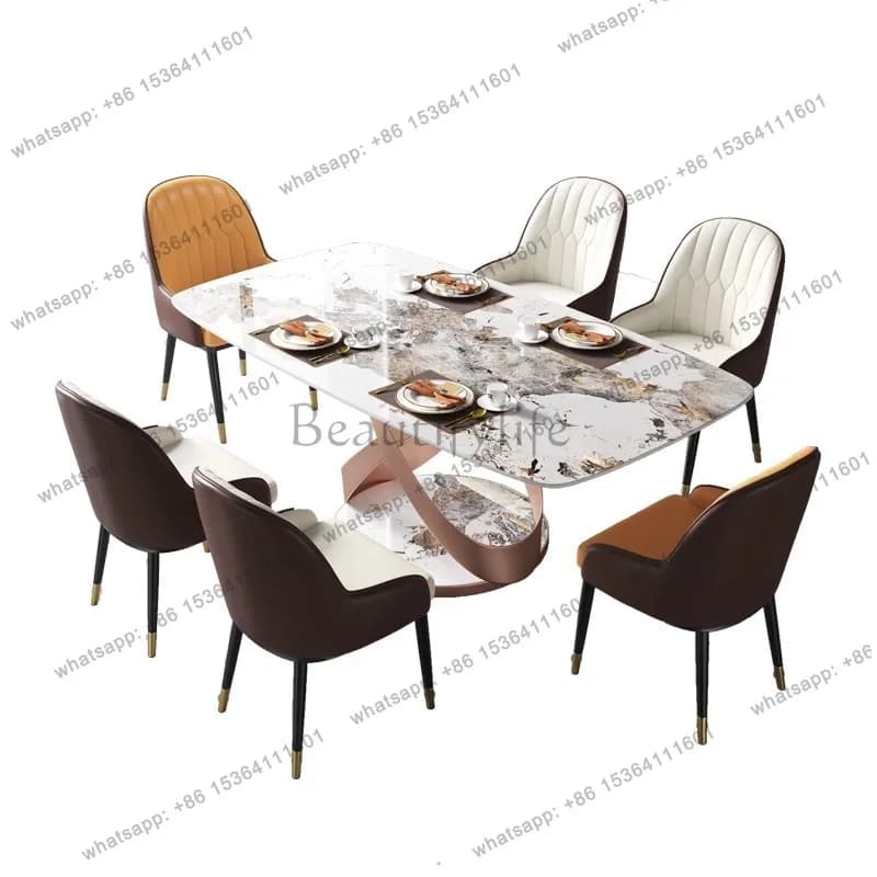 Modern light luxury rock slab dining table restaurant household simple rectangular size apartment