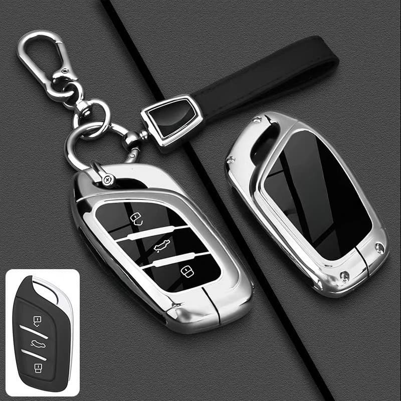 Premium Zinc Alloy Key Cover Case for MG 4 EV/MG5 Scorpio/MG6 Pro/ES5/HS/ZS - Protective Key Fob Shell Key Bag Chain