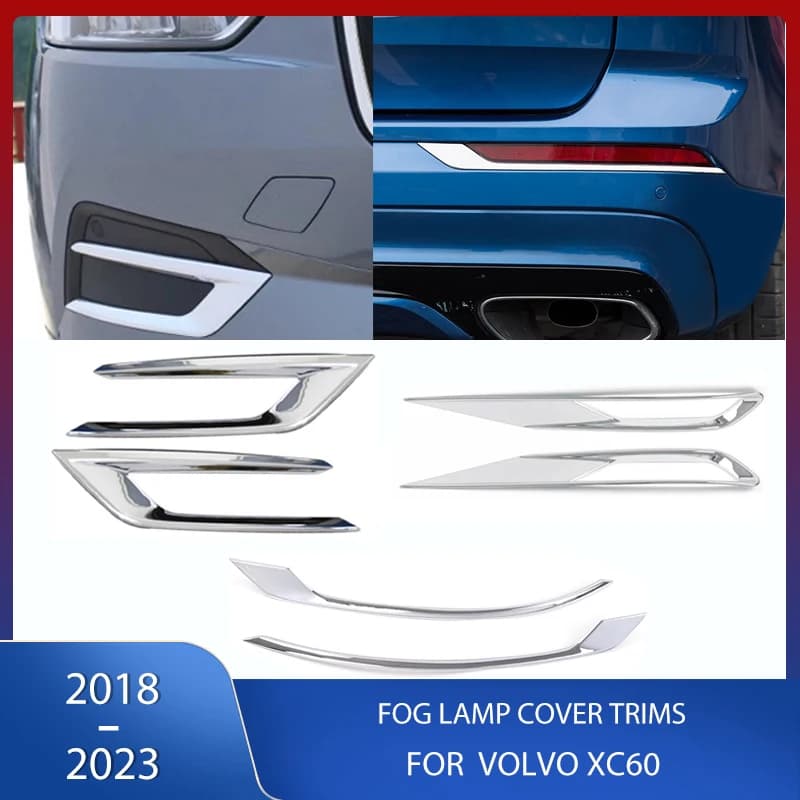 Car Front Rear Bumper Fog Light Lamp Cover Trim Chrome Decoration Sticker Frame For Volvo XC60 2018 2019 2020 2021 2022 2023