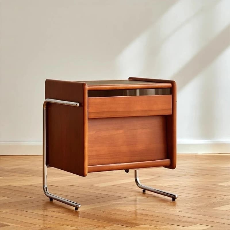 Solid wood bedside table Home living room Magazine side cabinet Bedroom retro
