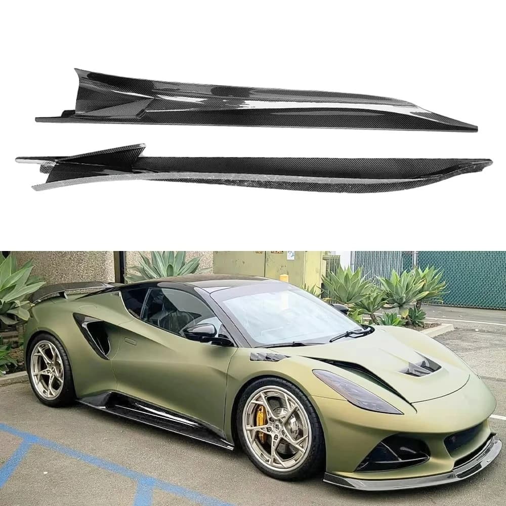 Dry Carbon Fiber V Style Side Skirt Extension for Lotus Emira 2023-2025