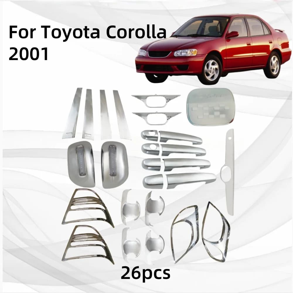For Toyota Corolla 2001 FS High-quality 26PCS ABS Chrome Car Modification Accessories Plated Car Styling light Cover
