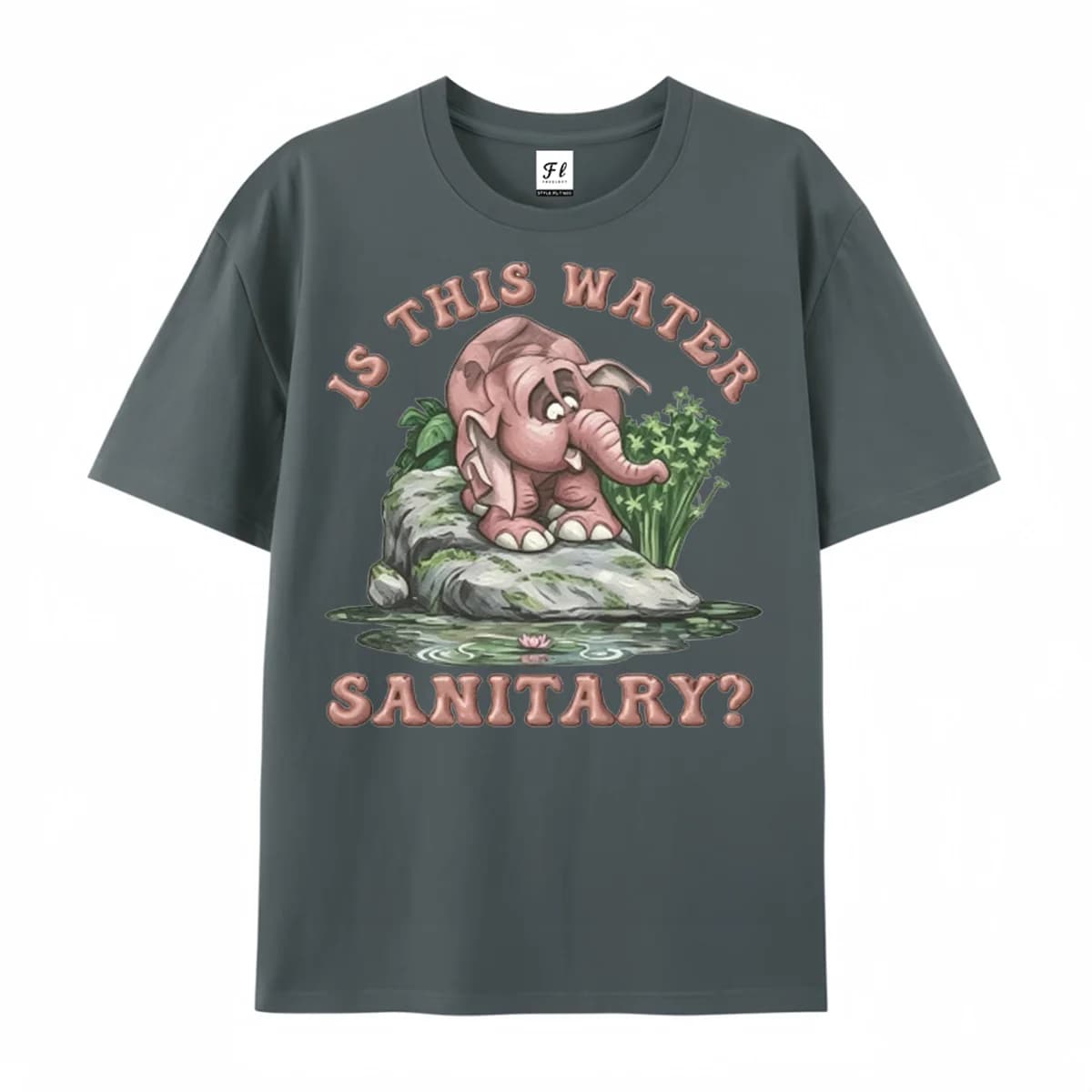 Retro Funny Elephant Graphic T‑Shirt Is This Water Sanitary Slogan Vintage Jungle Animal Print Tee Men Casual Short Sleeve Tops