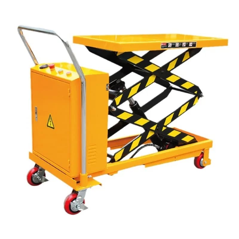 Mobile hand push 1 ton battery lifting platform Electric logistics trolley Semi-automatic lifting truck
