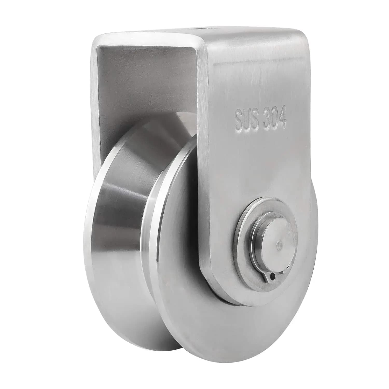 U V  H Type Single Wheel Pulley Roller 304 Stainless Steel 360 Degree Rotation Heavy Duty Grooved Wheel V Type Pulley Block