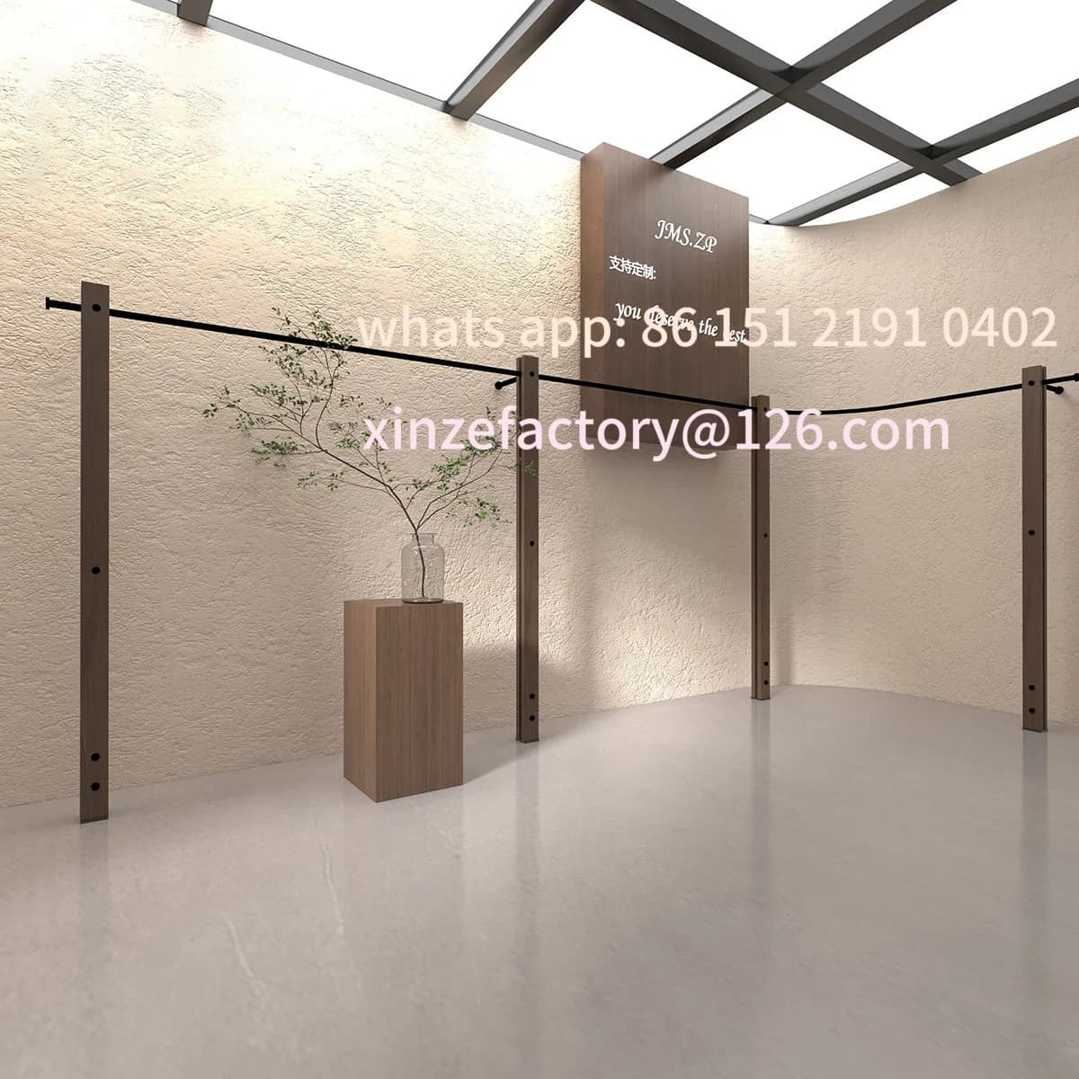 Customizable clothing store display rack Solid wood wall hanging rod Wall floor hanger Special shelf
