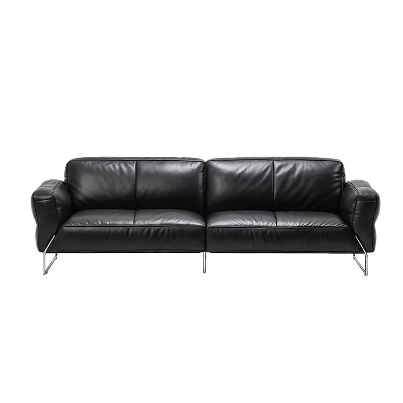 CX antique style, living room straight row black first layer cowhide retro sofa combination