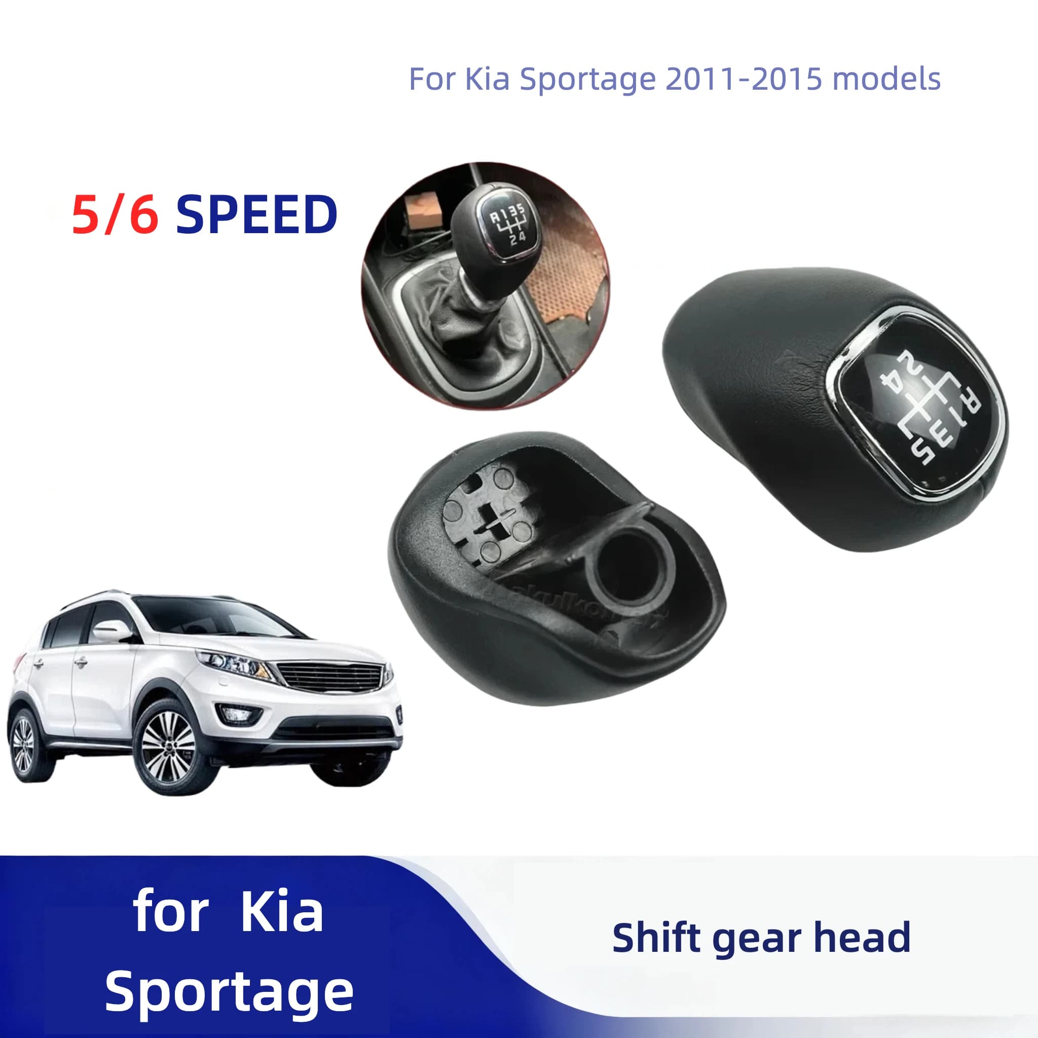 6-Speed Gear Stick Shift Knob Head Lever Adapter Manual Transmission Replacement For Kia Sportage 2011-2015 RIO VELOSTER