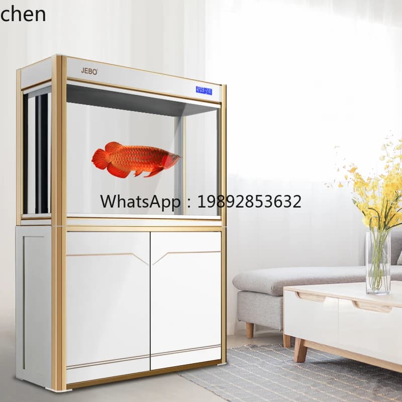 fish tank with floor cabinet aquarium bottom filter water-free ecological screen dragon fish tank living room