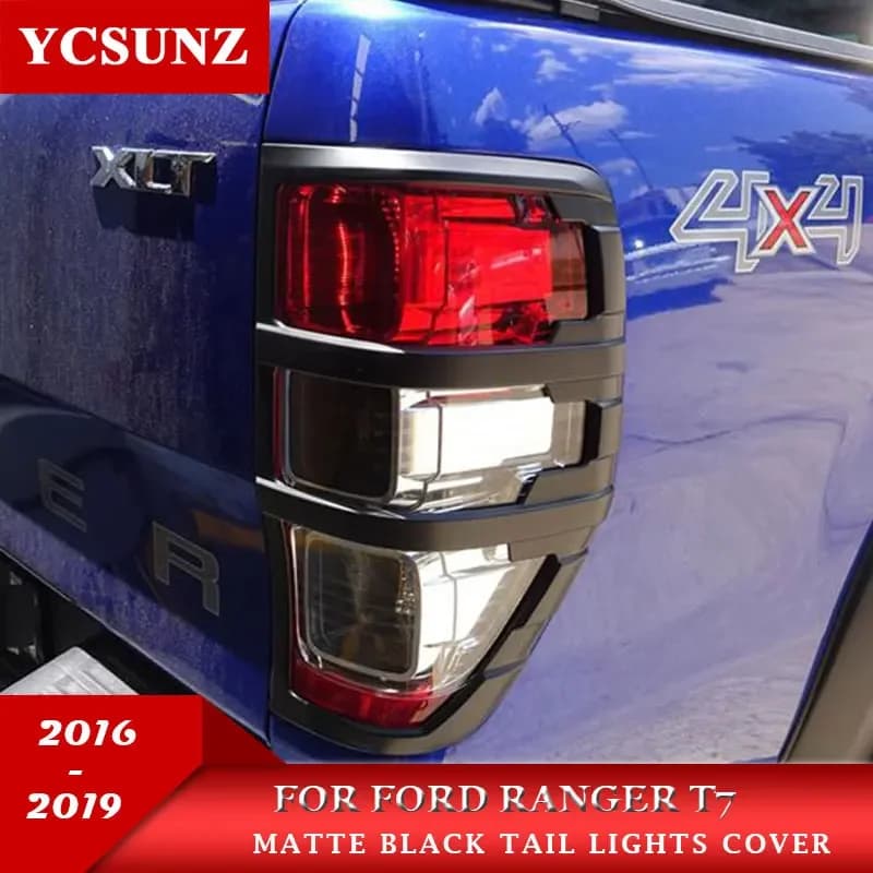 Car Accessories Matte Black Tail Light Covers Trim For Ford Ranger Wildtrak PX1 PX2 PX3 2012-2021 Pickup Truck YCSUNZ