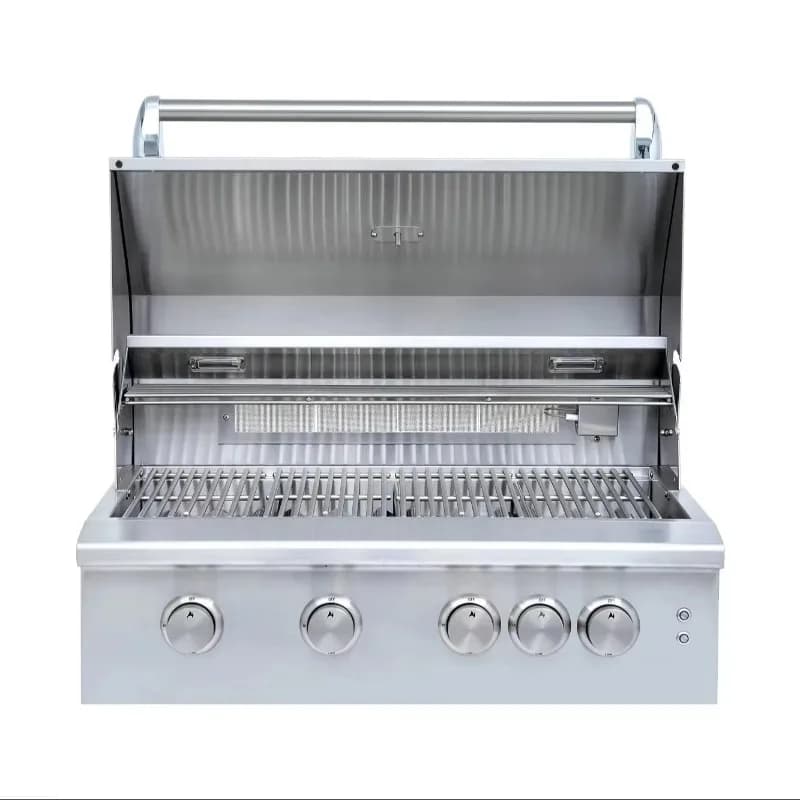 4-Burner Stainless Steel Tabletop Outdoor Kitchen BBQ Grill Built-In  Compatible Rotisserie