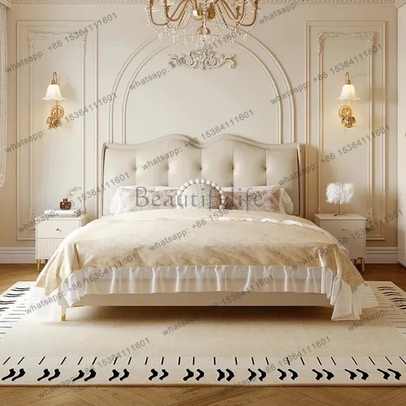 180x200cm French Light Luxury Leather Beds Wedding Double Marriage Bed Box Twin Bed With Storage Queen