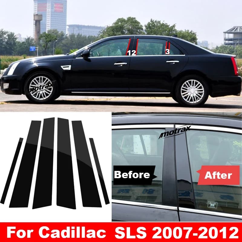 Car Window Decorative B C Column Molding Trims Auto Door Glossy Pillar Strip for Cadillac SLS 2007 2008 2009 2010 2011 2012