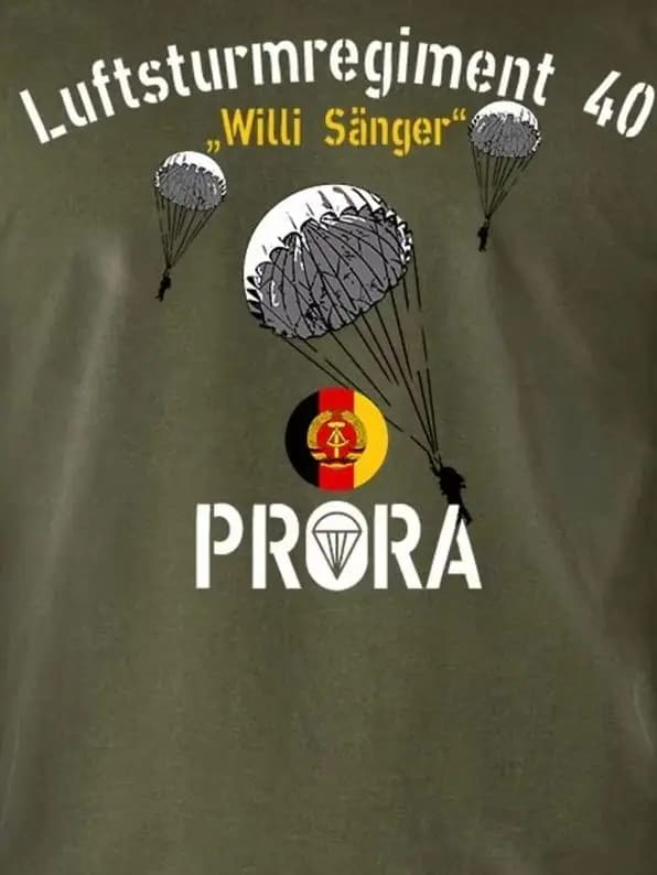Luftsturmregiment 40 Prora NVA DDR Fallschirmjäger Parachutists T-Shirt. Premium Cotton Short Sleeve O-Neck Mens T Shirt New