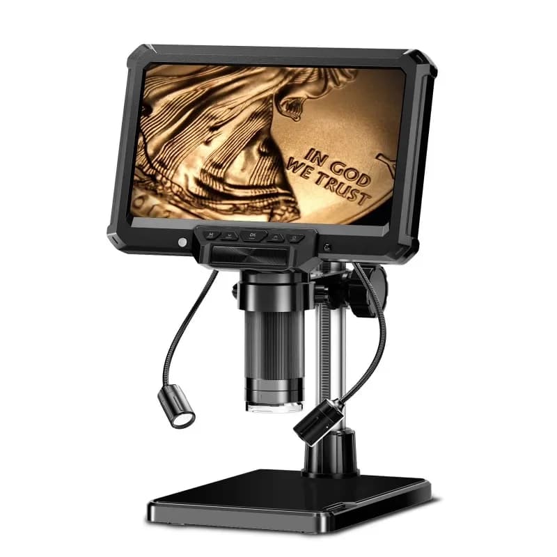 New 7-inch IPS high definition digital electronic industrial microscope with 2 elbow fill light maintenance inspection