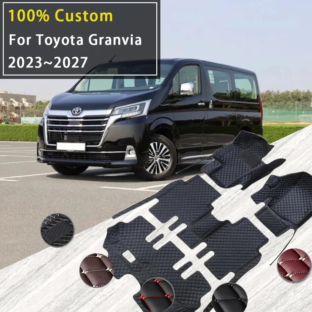 Car Floor Mats For Toyota Granvia 2023 2024 2025 2026 2027 Waterproof Pads Leather Foot Carpets Floor Covers Auto Accessories