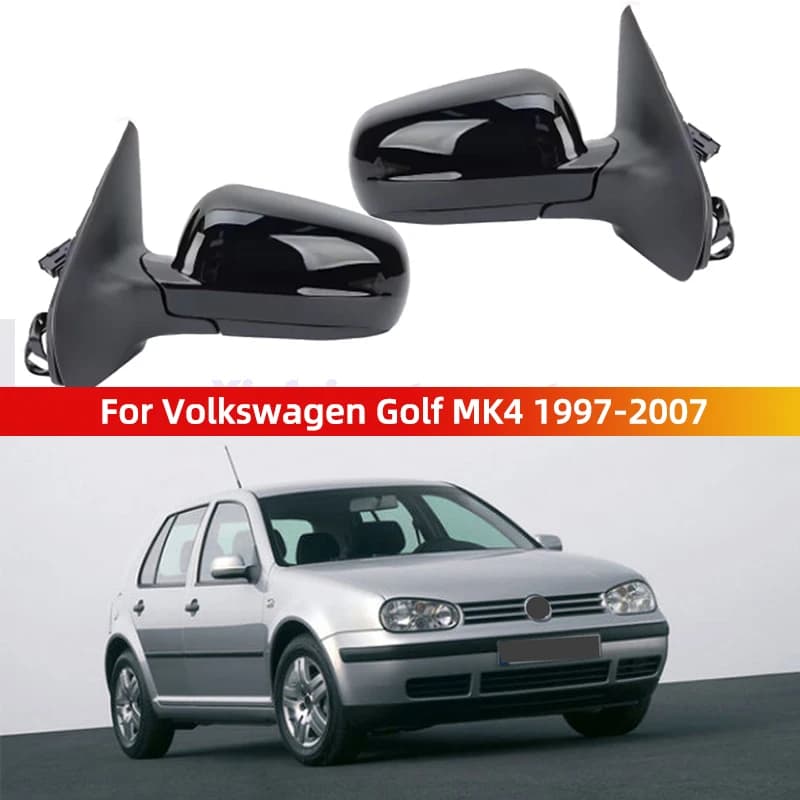 Car Accessories 5 Pins Door Side Mirror Assembly For Volkswagen Golf MK4 1997-2007 Glossy Black Blue Lens Heated Wing Mirror