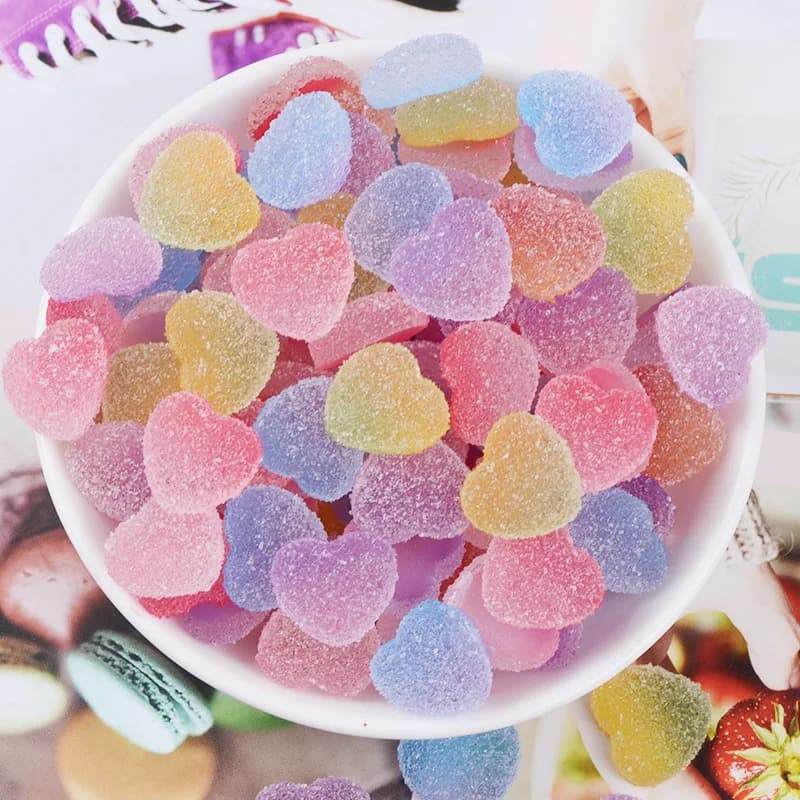 10pcs Mini Heart Shape Resin Soft Candy Diy Miniature Accessories Embellishments Mini Figurine Craft Material Flatback Charms