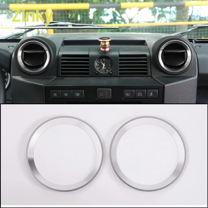2x Aluminum Alloy Internal Central Control Air Outlet Ring Decorative Cover Fit for Land Rover Defender 90 2004-2018 Accessories