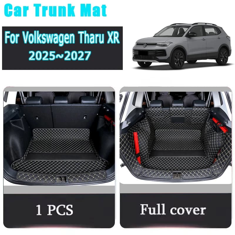 Car Rear Trunk Mat For Volkswagen VW Tharu XR Taos 2025 2026 2027 Leather Cargo Liner Boot Carpet Rug Auto Interior Accessories