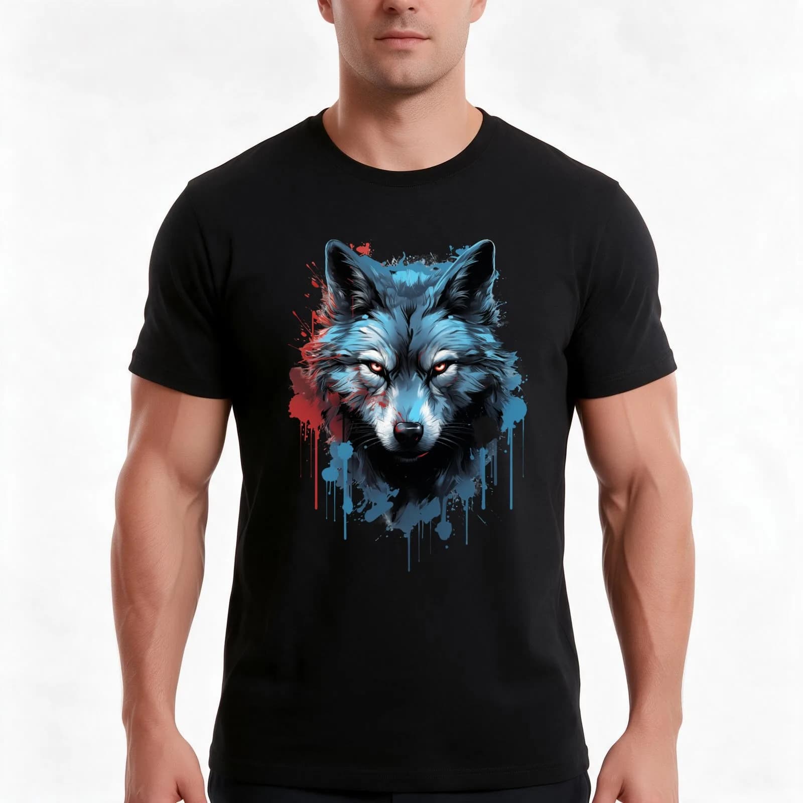 Graffiti Wolf T-Shirt, Summer Casual Cotton Tee, Oversized Streetwear Tops, Vintage Graphic Print, Loose Fit Short Sleeve