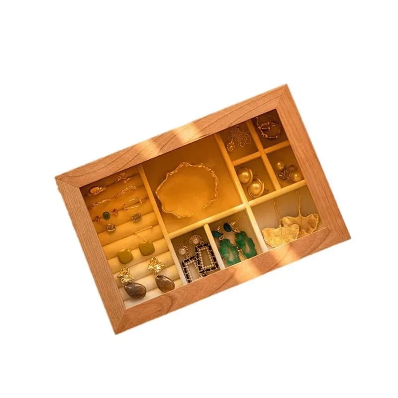 Jewelry, storage box, high-end exquisite hand jewelry, earrings, necklaces, solid wood storage box, wooden creative
