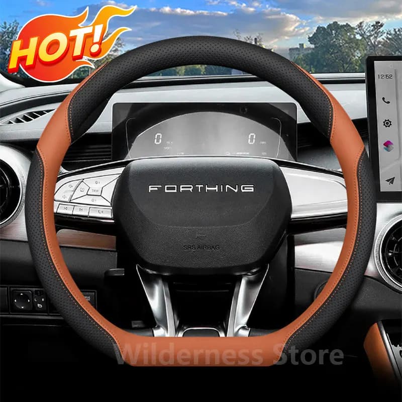 Sport Style Leather Steering Wheel Cover for Dongfeng Forthing T5 Evo Friday EV Forthing Yacht 2022-2026 interior accessories