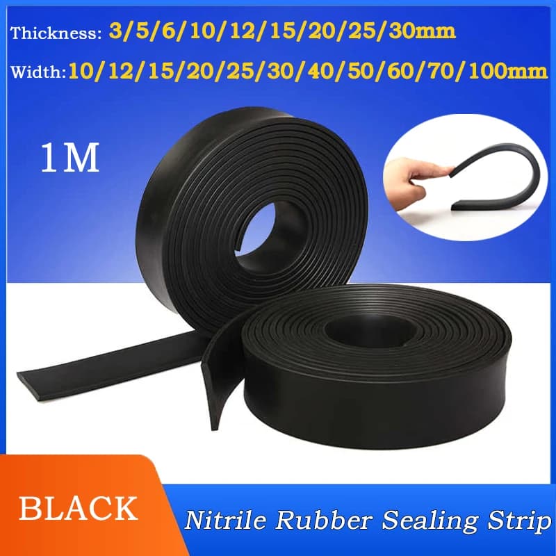 1M Solid Black Square sealing strip Oil Resistance Nitrile Rubber Squar Strip Thickness:3~30mm Width:10~100mm