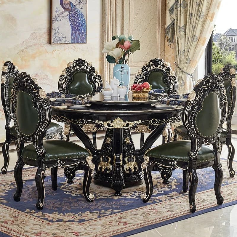HYS dining table All solid wood luxury villa high-end rectangular dining table and chair combination dining table