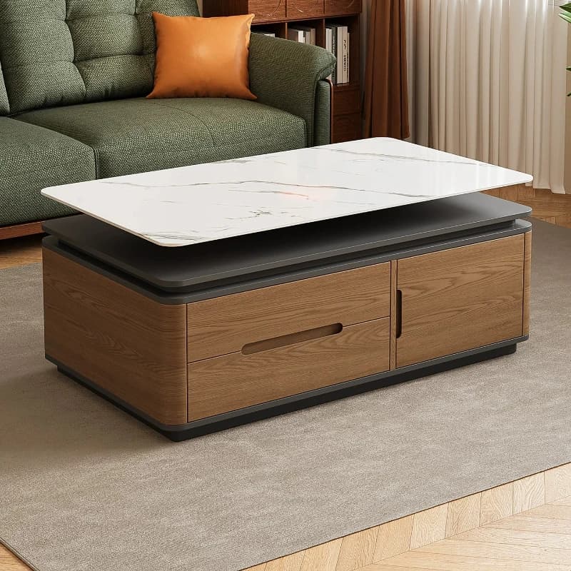 LMM living room home light luxury high-end table solid wood rock board coffee table
