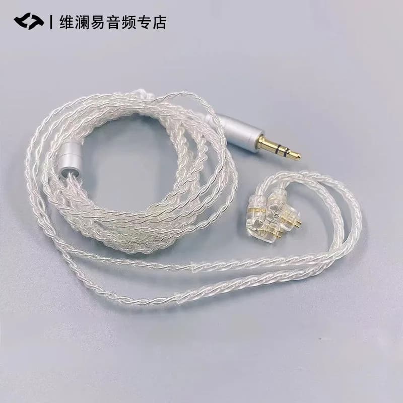 Silver‑Plated Headphone Upgrade Cable,0.78 2‑Pin Plug With Mic,Replacement Parts for Ear‑Hook Headsets
