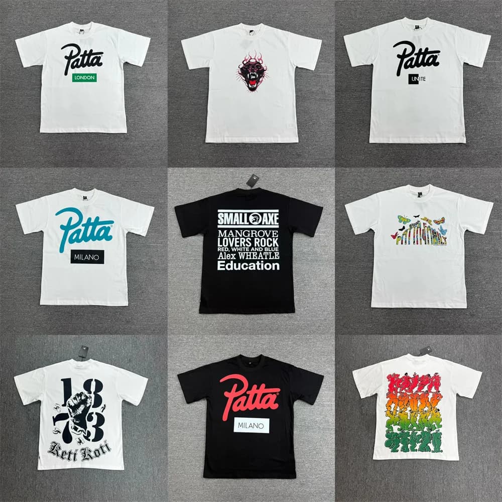 Patta Summer Street Artistic Fun Print Men's and Women's Casual Loose Short-Sleeved Collection T-shirts Trend Brand