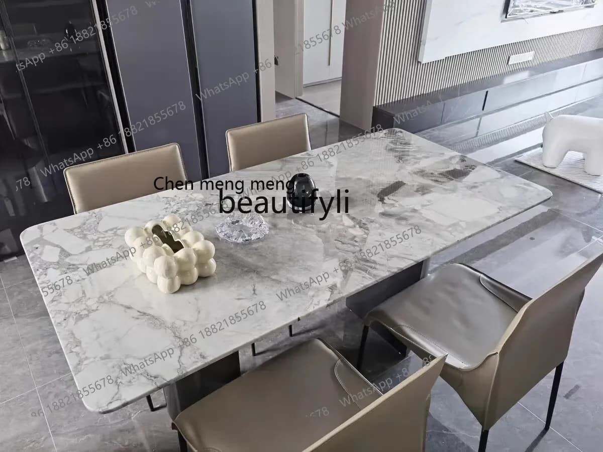 M178 Pure natural, marble luxury stone dining table Italian minimalist high-end rectangular dining table