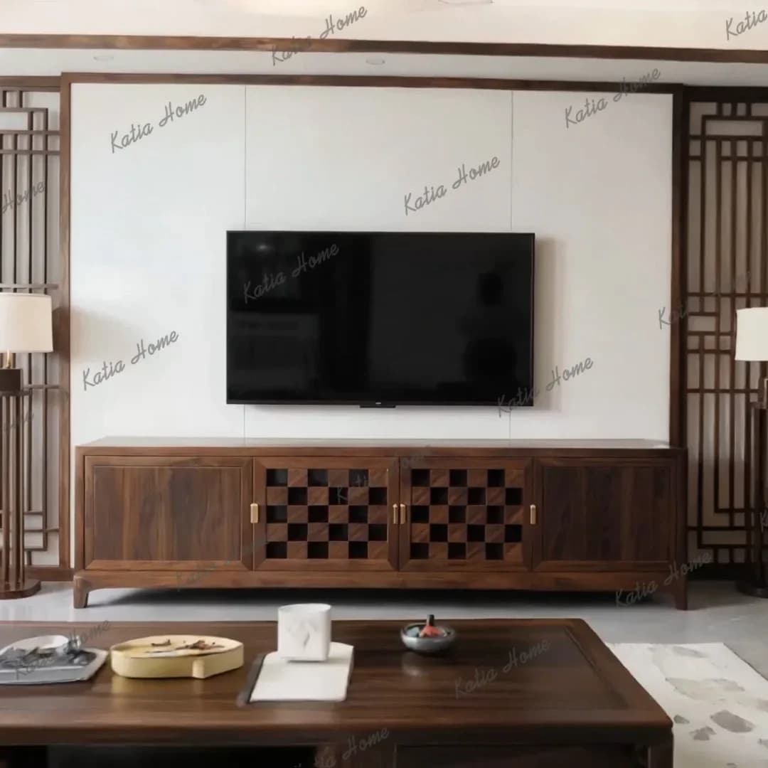 PG North American black walnut TV cabinet modern simple floor storage