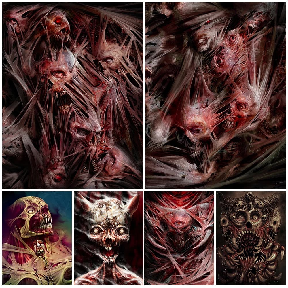 Demon Of Pain Vintage Wall Art Canvas Painting Suffering Soul In Hell Art Abstract Poster And Print For Living Room Decoration