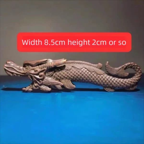 Dragon Fish Transform Ornament Chi Wen Hand Piece Imitation Purple Copper Craft Chinese Antique Feng Shui Home Decor