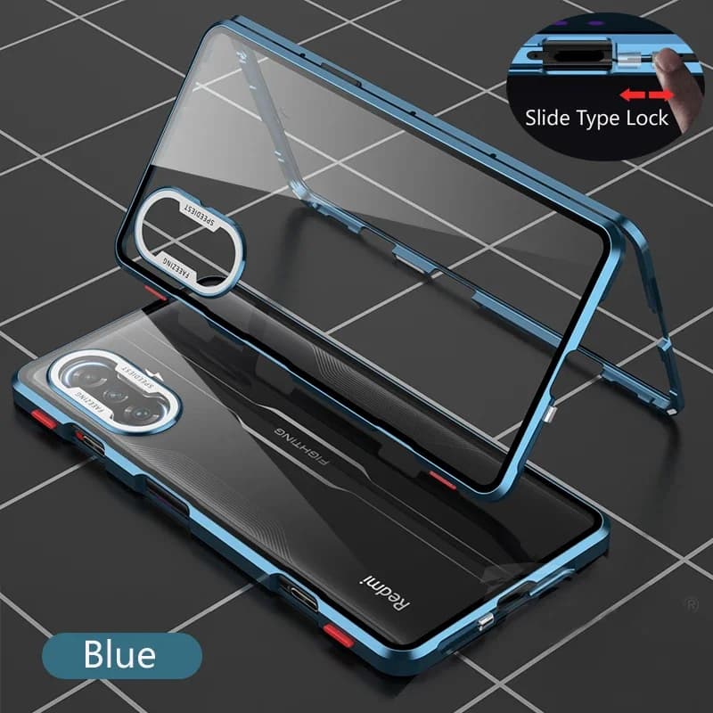 Metal Magnetic Anti-drop Double Sided Glass Snap Lock Phone Case for Poco X6 X7 X8 Pro Max Full Lens Protection Cover Cases
