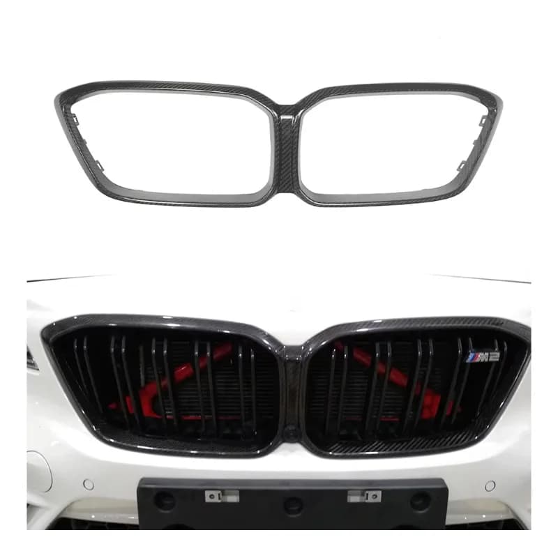 For F87 M2 Competition CS 2016-2021 Carbon Fiber Front Bumper Kidney Mesh Grills Grille Parrilla Radiator 51138078593