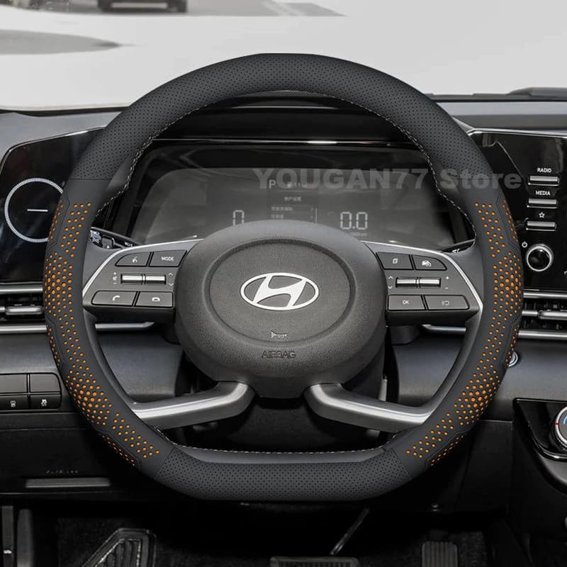 Leather Car Steering Wheel Cover For Hyundai Elantra AVANTE 2024 2009-2023 Covers For Covers Auto Hyundai Sonata Accessories