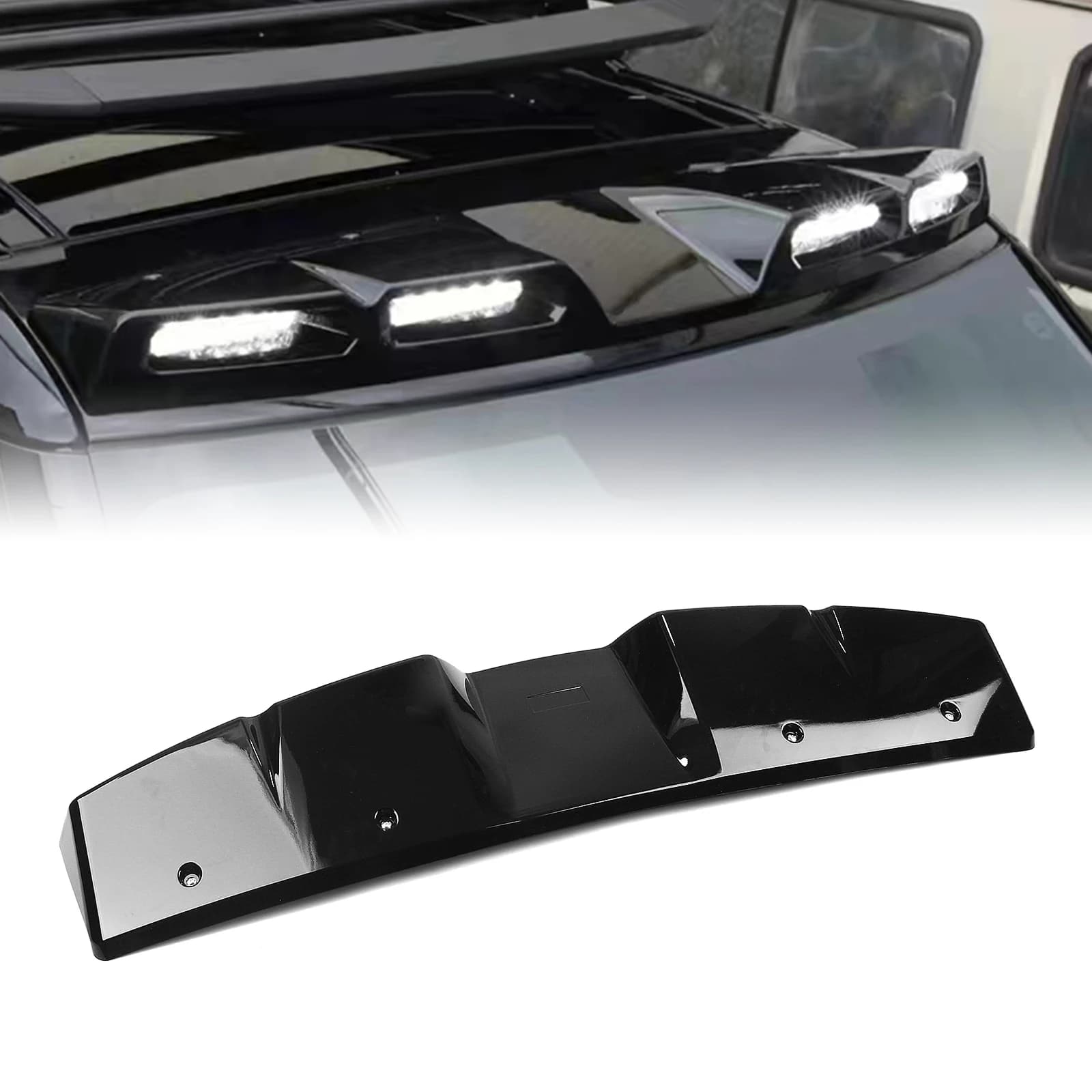 Front Roof Spoiler With DRL Dome Light Bar For Land Rover Defender 90 110 2020-2026 LED Spotlight Daytime Running Day Lamp