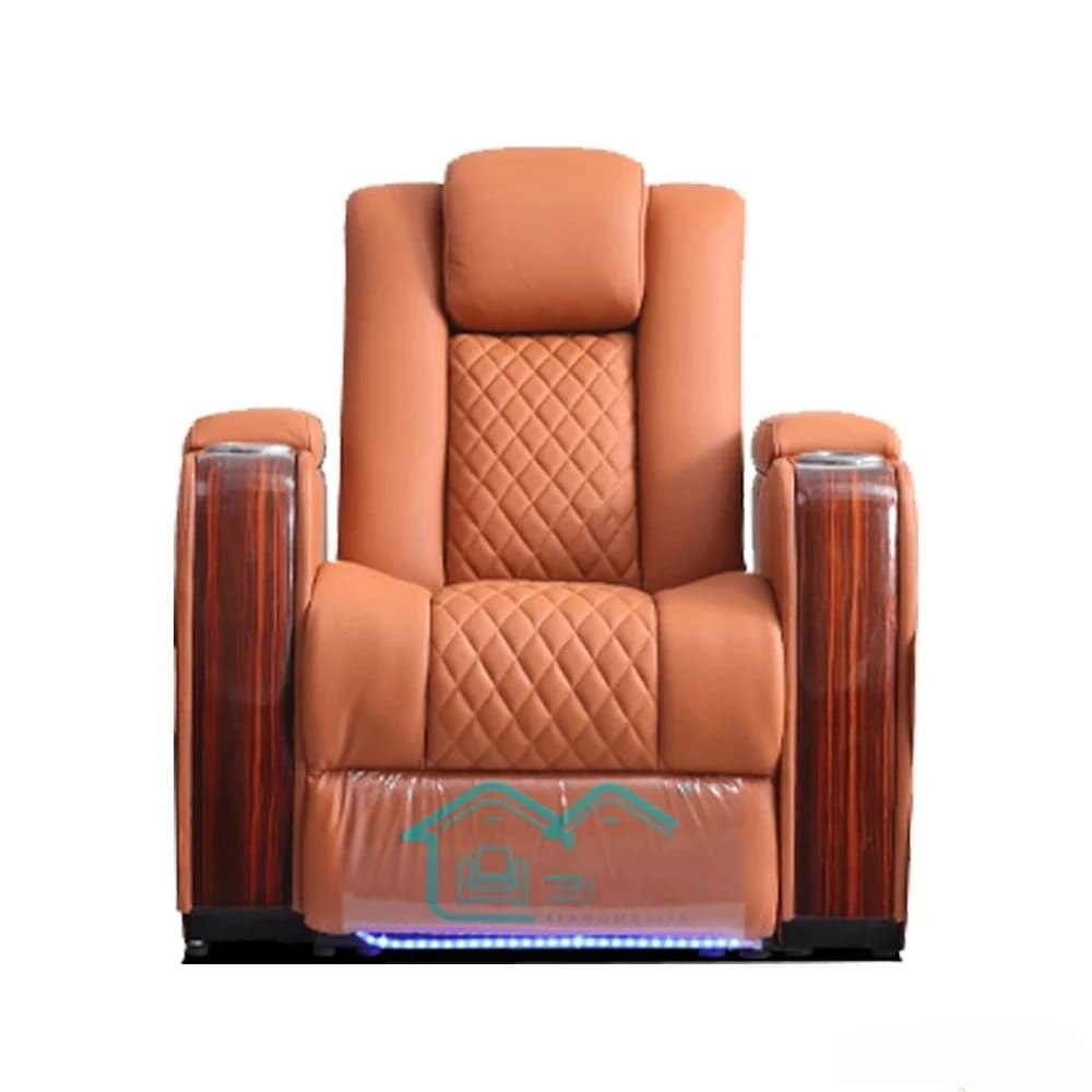 Luxury Dual Motors Electric Reclining Home Theater Seating – Adjustable Genuine Leather Recliner Chairs with Cup Holder, Massage