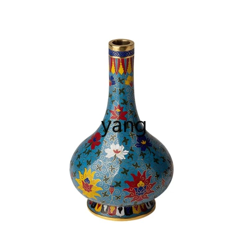 LTT copper ornament straight neck vase living room home jewelry copper handicraft vase