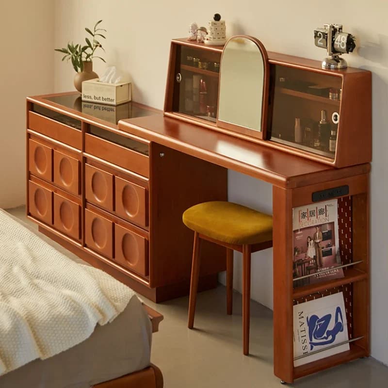 Simple Bedroom Vanity Tables Brown Adult Folding Nordic Compact Unique Dressers House Storage Glass Penteadeira Furniture
